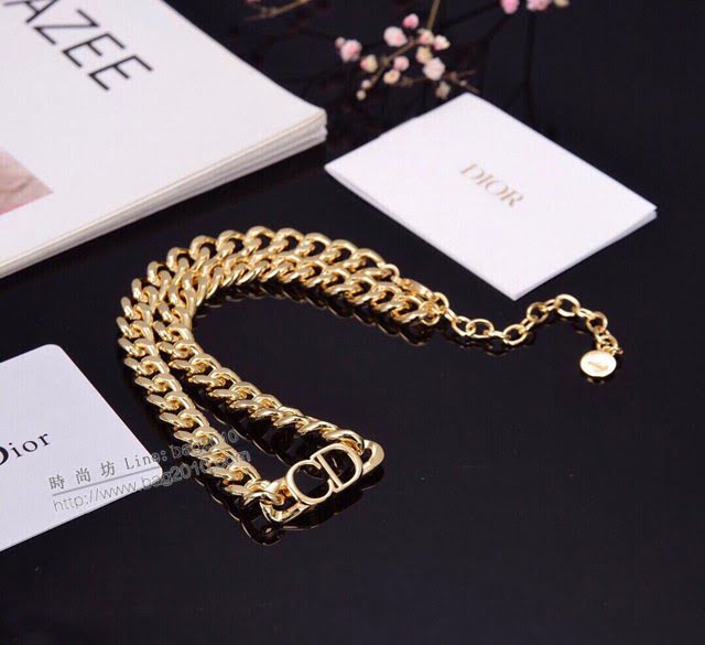 Dior飾品 迪奧經典熱銷款CD金色項鏈手鏈套裝  zgd1493